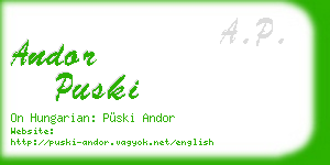 andor puski business card